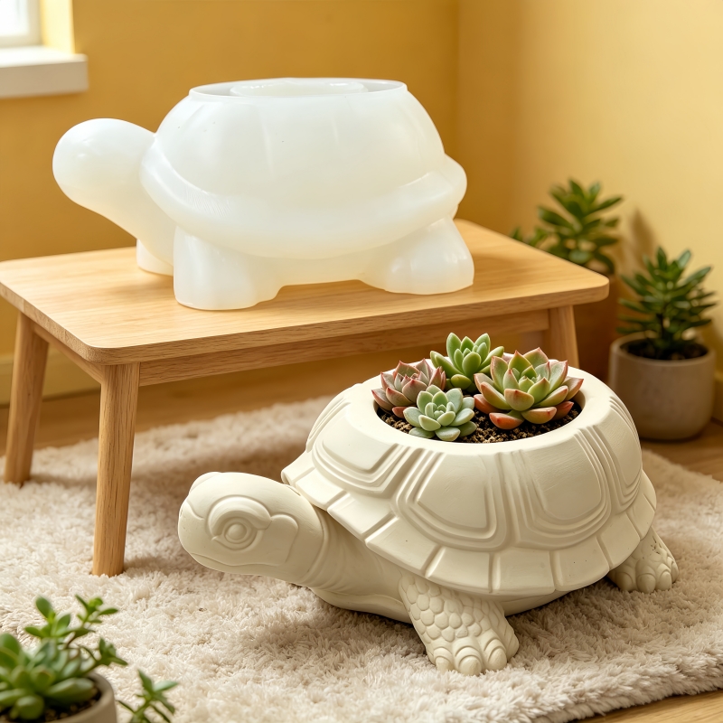 Potsticker Mold - Schildkrötenförmige Sukkulenten-Blumentopf-Gießform aus Silikon, niedliche Schildkrötenförmige