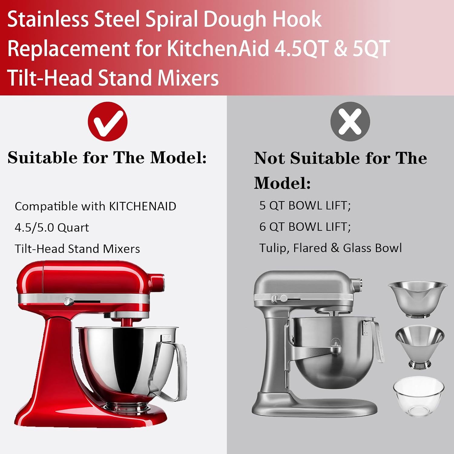 Edelstahl-Spiralknethaken für  – Kitchenaid Mixer Hand Mixer Bewertung und Preis